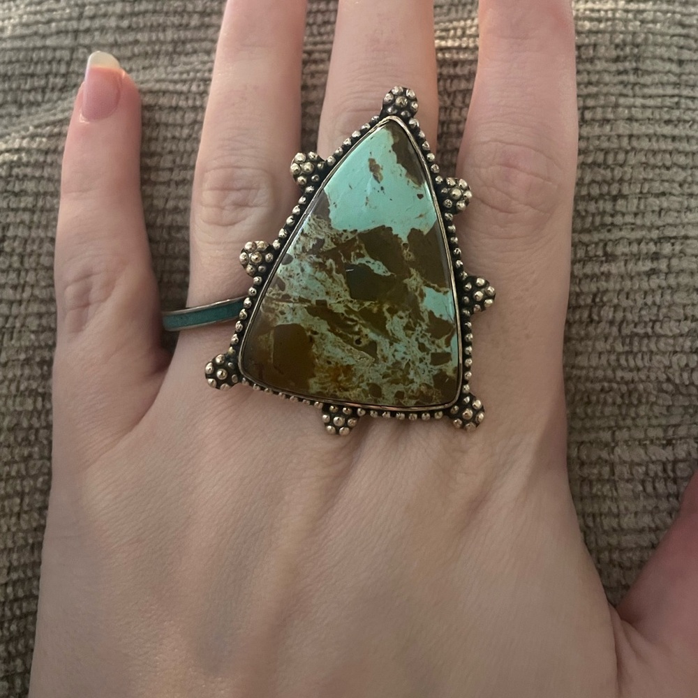 Hubei turquoise and 925 adjustable ring